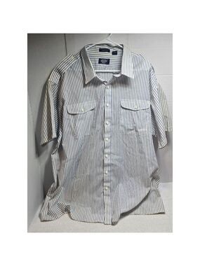 Men's Knights Bridge Casual Button Down Shirt 3XL White Blue Striped